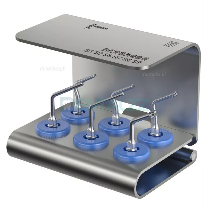 Woodpecker Zestaw Końc&oacute;wek Implantologicznych 6 Szt. SL1 SI2 SI5 SI7 S18 S19